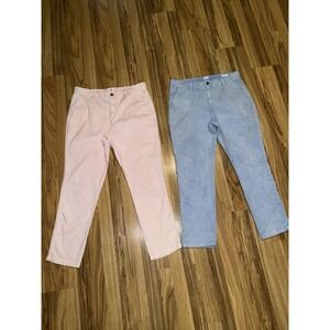 GAP Women's Sz 12 Girlfriend Chino Pants Lot Pink Blue Cotton Casual Full Length